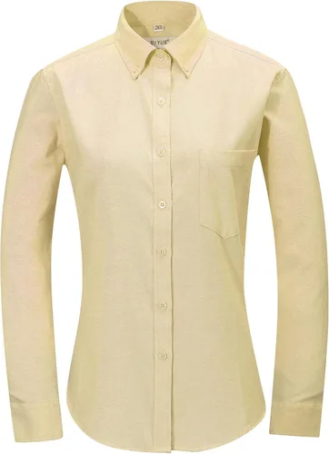 Miniatura 15 de Camisa con botones para mujer de manga larga Oxford camisa de algodón de corte clásico, blusa de trabajo resistente a las arrugas