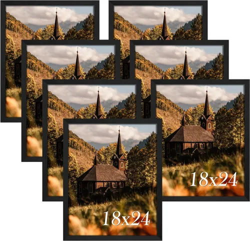Miniatura 10 de Lyeasw Marcos para póster de 24 x 36 pulgadas, color negro, juego de 7 portarretratos grandes de 24 x 36 pulgadas para montaje en pared horizontal