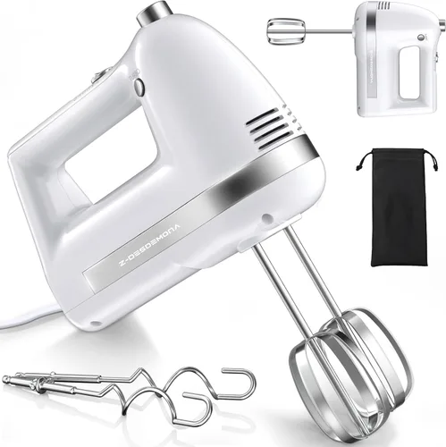 Miniatura 11 de Mezclador de Mano Eléctrico, Mezclador de Mano Potente de 300W Eléctrico de Mano con Batidores 304, Gancho de Masa, Mezclador de Mano con Turbo