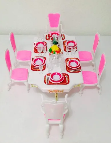 Miniatura 2 de Juego de muebles grandes de comedor de Barbie del tamaño de casa de muñecas.