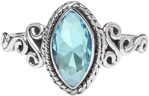 Miniatura 32 de Anillo de plata de ley 925 con piedras preciosas para mujeres y niñas, hecho a mano, anillo de promesa de piedras preciosas naturales, regalo