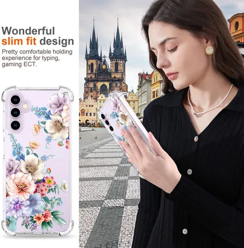 Miniatura 7 de Hungo Funda compatible con Samsung Galaxy S23 con diseño floral y bonito diseño transparente, femenino para mujeres y niñas, con hermoso clavel