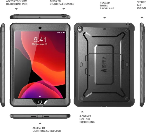 Miniatura 7 de SUPCASE Funda para iPad de 9ª Generación con Protector de Pantalla (Unicorn Beetle Pro), [Soporte Integrado] Funda Protectora Resistente de Servicio
