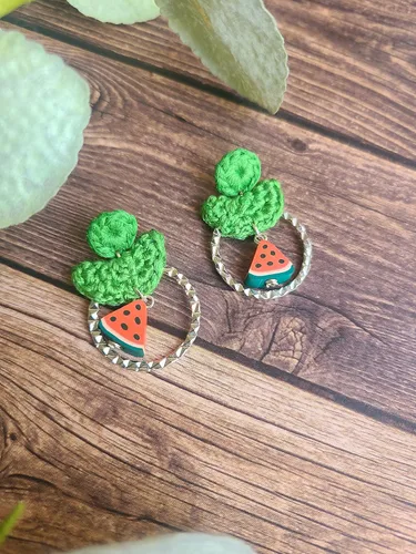 Miniatura 6 de Aretes de sandía para mujer, lindos aretes de verano, aretes de declaración verde fruta, primavera