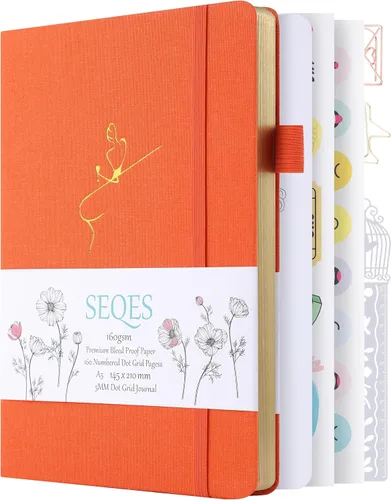 Miniatura 18 de Cuaderno Diario Punteado de Bala A5 Papel Grueso de 160gsm a Prueba de Sangre, Encuadernación Plana, 160 Páginas Numeradas Cuaderno