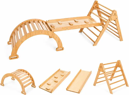 Avenlur Hazel - Gimnasio de escalada interior 5 en 1, juego de escalada Waldorf y Montessori con escalera triangular, rampa de escalada, escalador