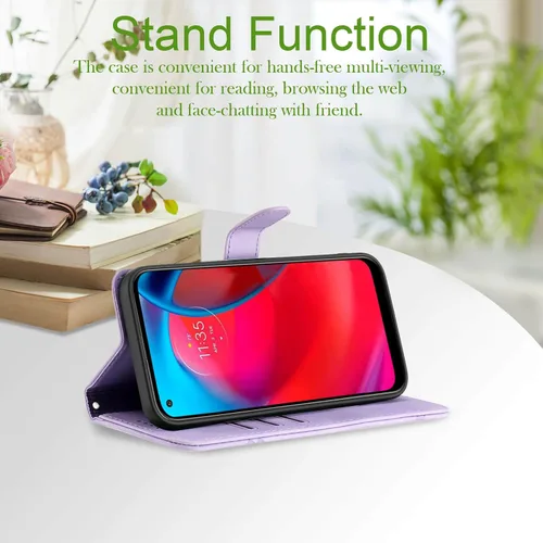 Miniatura 3 de Funda para teléfono Moto G Stylus 5G 2021, tarjetero de cuero, correa de muñeca, cierre magnético, a prueba de golpes, funda protectora con tapa