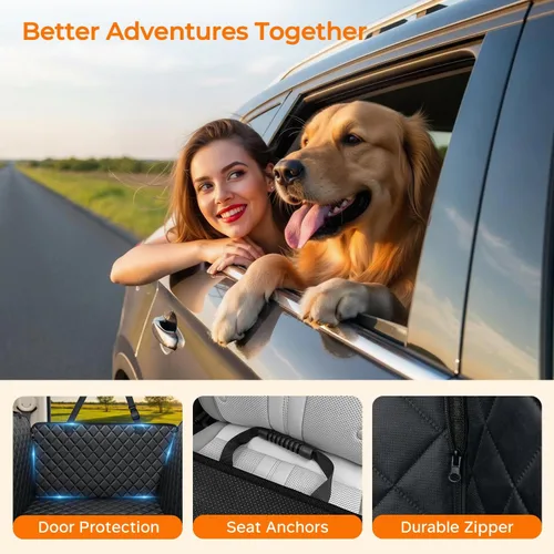 Miniatura 7 de URPOWER Funda de asiento para perro, hamaca 100% impermeable, 600D, resistente, a prueba de arañazos, antideslizante, duradera, suave