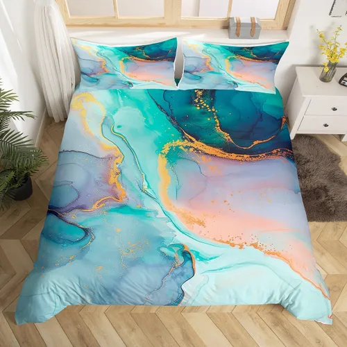 Miniatura 31 de Castle Fairy Juego de ropa de cama tamaño individual, juego de funda de edredón con diseño de ciervos y pinos para niños y niñas, juego de funda