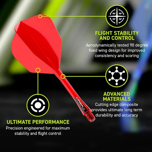 Miniatura 3 de Winmau Darts Fusion Sistema Integrado de Vuelo y Eje - Forma y Diseño No.6 - Disponible en Corto, Intermedio y Mediano - Negro, Amarillo y Rojo