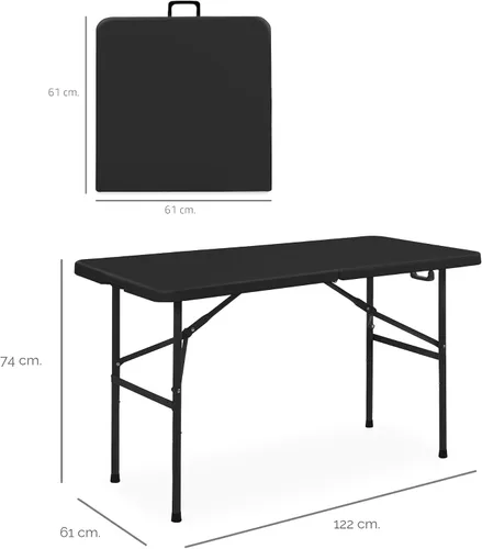 Miniatura 3 de Best Choice Products Mesa plegable de plástico de 4 pies, para interiores y exteriores, resistente, portátil, con asa, seguro para picnic, fiesta