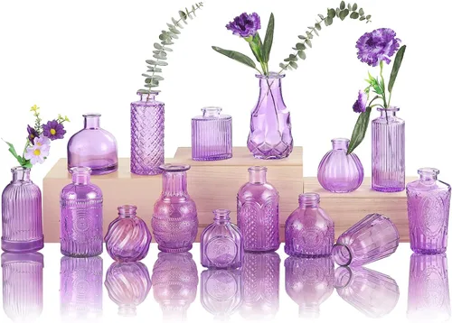 Miniatura 29 de Jarrones de Vidrio para Capullos en Juego a Granel de 30 Piezas, Pequeños Jarrones de Vidrio para Flores como Centros de Mesa de Boda para Mesas