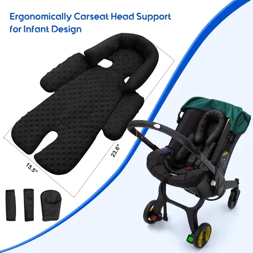 Miniatura 7 de Soporte para la cabeza del asiento de coche para recién nacido con juego de 3 cubiertas para los hombros, inserto reversible 2-en-1 para asiento