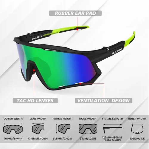 Miniatura 8 de BUCKLOS Gafas de sol polarizadas para ciclismo y correr para hombres y mujeres, protección UV400, gafas de sol TR90 para bicicleta, béisbol