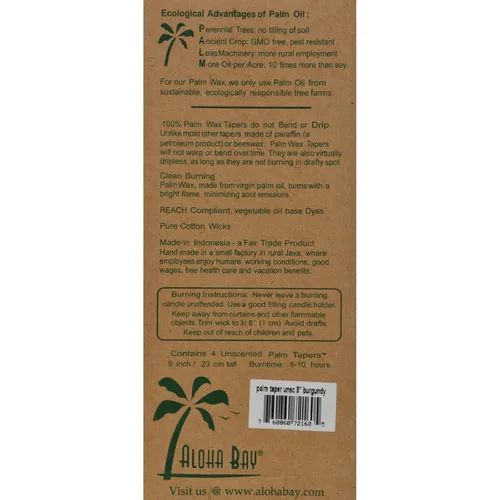 Miniatura 2 de Aloha Bay Palm Tapers Borgoña, 4