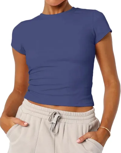 Miniatura 16 de Camisetas básicas de manga corta con cuello redondo para mujer de verano Y2K, lindas para salir, camisetas estilo bebé