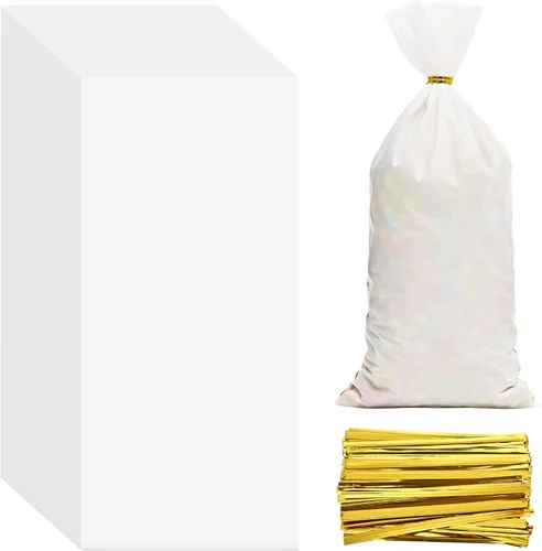 Miniatura 17 de Lecpeting 100 bolsas de celofán, bolsas de plástico para dulces con lazos giratorios para envoltura de regalo, cumpleaños, boda, baby shower