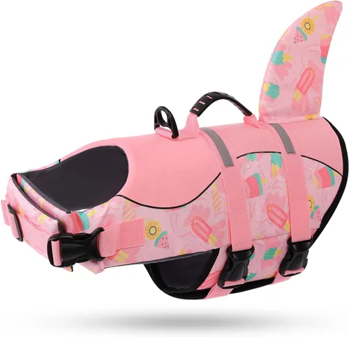Miniatura 44 de Queenmore - Chaleco salvavidas Ripstop de tiburón para perro, ajustable, con alta flotabilidad y asa de rescate duradera, para perros pequeños
