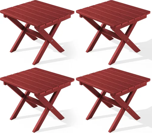 Miniatura 33 de SERWALL Mesa auxiliar Adirondack, mesa auxiliar para exteriores, sin montaje, mesa plegable pequeña de HDPE para patio trasero, piscina, porche