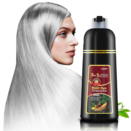 Miniatura 9 de leorx - Paquete de 2 champús de tinte para el cabello negro, 3 en 1, tinte de champú para cobertura de canas, coloración herbaria instantánea