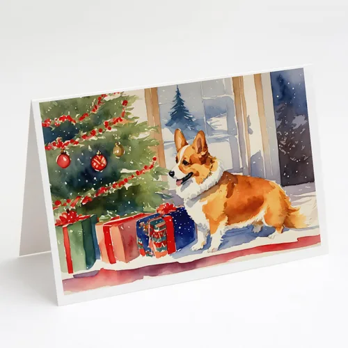 Miniatura 145 de Caroline's Treasures DAC2753GCA7P Paquete de 8 tarjetas de felicitación navideña acogedora de Husky siberiano Tarjetas en blanco con sobres