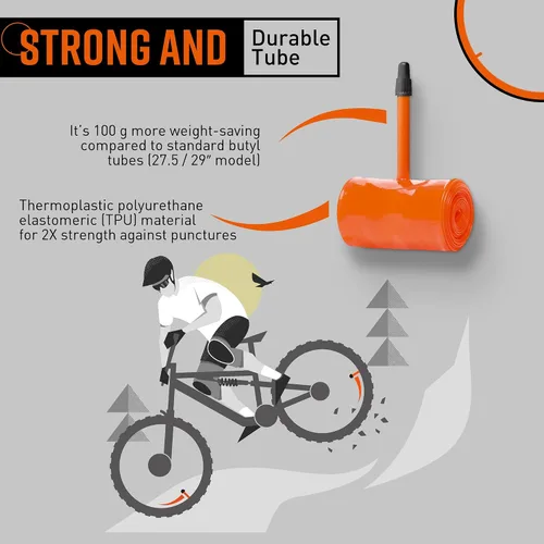 Miniatura 3 de Tubolito S-MTB 26" y 27.5"/29" x 1.8-2.5", 1.654 in Presta Valve Tubo de bicicleta de montaña más ligero y pequeño Repuesto perfecto