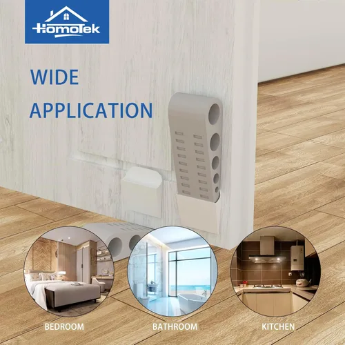 Miniatura 5 de HOMOTEK Paquete de 10 topes de puerta de goma con cuña para puertas de puerta, protectores de pared para piso e parte inferior de la puerta con Gris