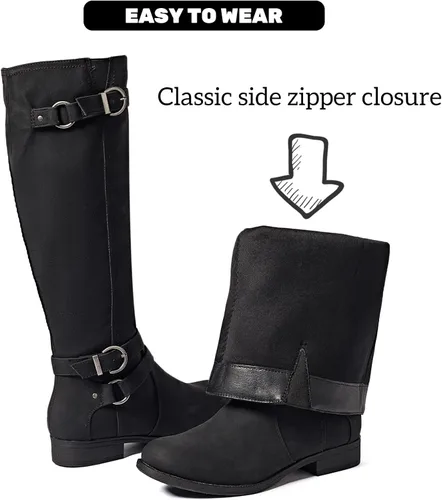 Miniatura 2 de Botas altas hasta la rodilla para mujer, elegantes y cómodas, con punta redonda, cierre de cremallera lateral, para otoño e invierno para mujer