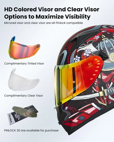 Miniatura 4 de ILM - Casco completo de motocicleta con Pinlock compatible con viseras y aletas transparentes y tintadas, casco para Street Bike y Motocross