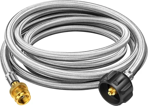 Miniatura 10 de Adaptador de manguera de propano de 5 pies, convertidor de 1 libra a 20 libras para tanques de 5 libras a 40 libras, manguera de gas antimordedura