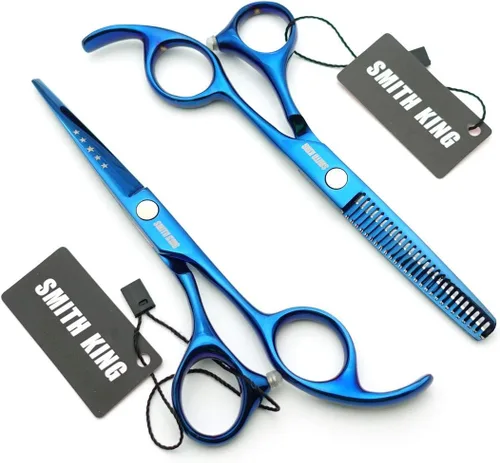 Miniatura 2 de Juego de tijeras de corte de cabello de 5.5 pulgadas con peines de afeitar, estuche para tijeras de cuero, tijeras de corte de cabello, tijeras
