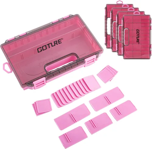 Miniatura 18 de Goture Organizador de caja de aparejos de pesca, caja organizadora de pesca transparente con regla de medición, divisores ajustables, pestillos C