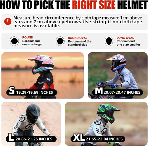 Miniatura 6 de Casco de motocross para niños, casco de motocross para niños, casco de motocross para todoterreno, UTV, BMX, casco de motocicleta con guantes