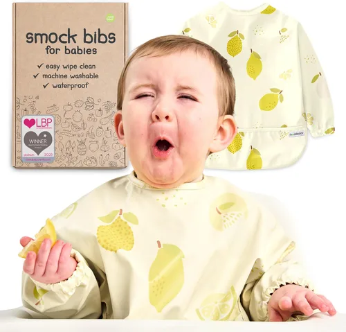 Miniatura 11 de Baberos impermeables para comer (niño o niña de 6 a 24 meses) – Babero de manga larga para bebé destete 02 - Picnic de Ositos de Peluche (1 Pack)