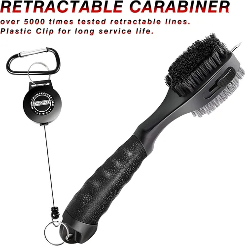 Miniatura 6 de CHAMPKEY PRO - Cepillo retráctil para palos de golf, cabezal de cepillo de gran tamaño con agarre de goma suave y limpiador de ranuras retráctil