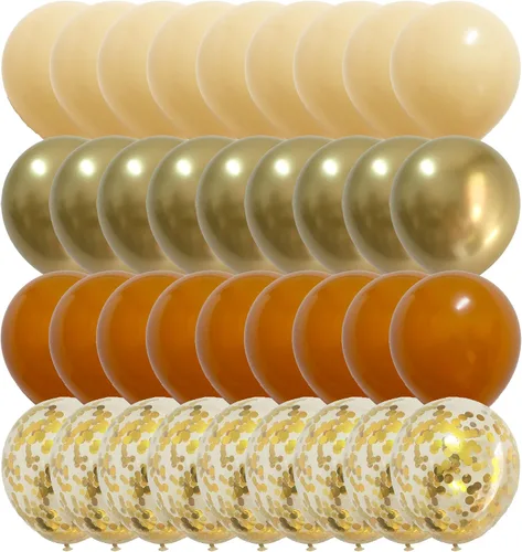 Globos color naranja y dorado nude, globos metálicos color crema dorado para decoración de cumpleaños, cosecha, graduación, aniversario, fiesta