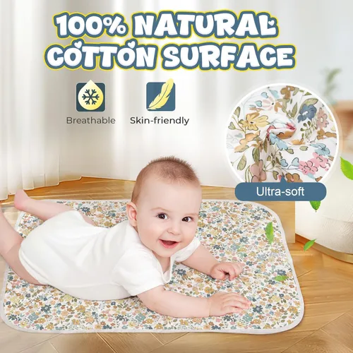 Miniatura 2 de Cambiador de Pañales para Bebé – 31.5" x 21.5" Extra Grande Impermeable Absorbente Alfombrilla Cambiadora Portátil, Forro de Cambiador Reutilizable