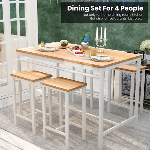 Miniatura 8 de DKLGG Juego de mesa de comedor para 4 mesas de cocina y sillas para 4, mesa de cocina pequeña con 4 taburetes, juego de mesa de comedor de madera