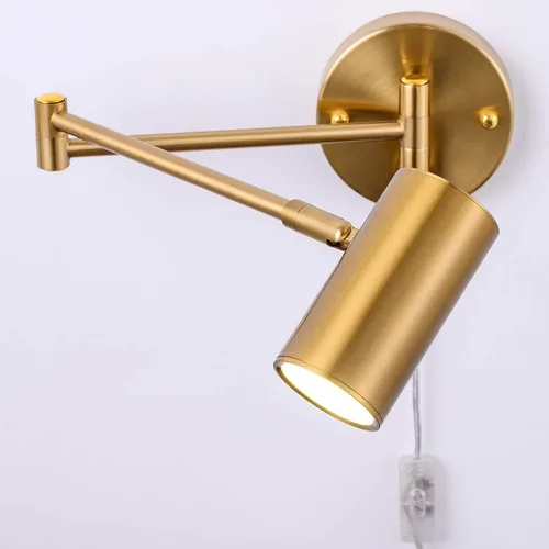 Miniatura 9 de Juego de 2 apliques de pared modernos con brazo oscilante para enchufar, luces de pared negras giratorias con cable de encendido/apagado