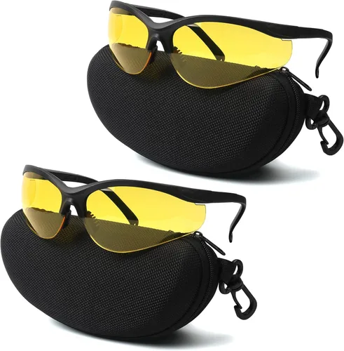 Anteojos de disparo para hombres y mujeres, antivaho ANSI Z87.1, protección ocular Lentes amarillas-2 pares