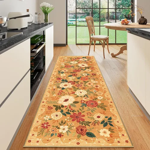 Miniatura 125 de DUKINO Alfombra de área de 6 x 9 pies, alfombra floral para sala de estar, ligera, antideslizante, lavable, alfombra de interior de pelo bajo