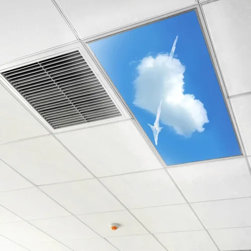 Miniatura 6 de Cubiertas de luz fluorescente para decoración de aula, cocina, oficina, azul cielo claro, flecha de corazón blanco, elimina el deslumbramiento