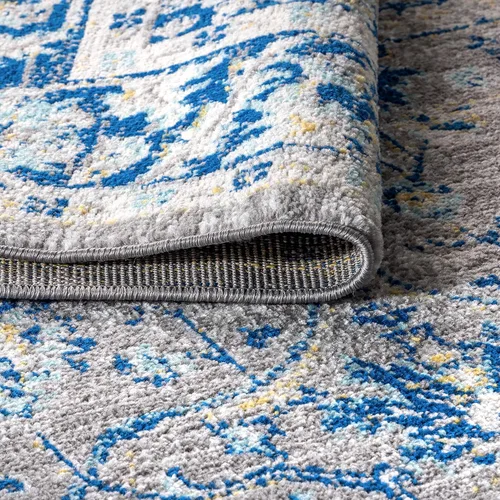 Miniatura 7 de JONATHAN Y Alfombra de pasillo moderna estilo bohemio, floral, gris/azul marino, 2 x 8 pulgadas, bohemio, vintage, fácil de limpiar para sala