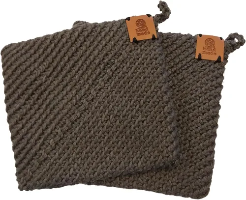Miniatura 18 de Soportes para ollas de ganchillo hechos a mano, colección de color sólido, algodón de 6 x 6 pulgadas, resistentes al calor, doble capa, lazo