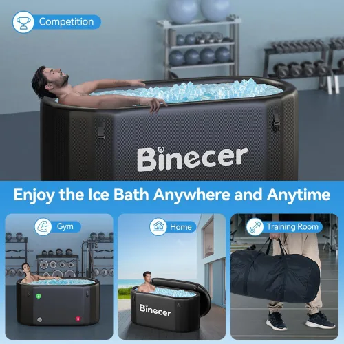 Miniatura 7 de Bañera de hielo mejorada para atletas XL de 160 galones, compatible con enfriador de agua, inmersión en frío, recuperación de atletas, baño de hielo