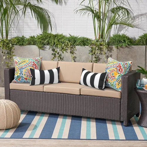 Miniatura 615 de Juego de 2 almohadas para exteriores de 16 x 16 pulgadas, repelentes al agua con interiores, para muebles de patio, hogar, jardín, geometría bohemia