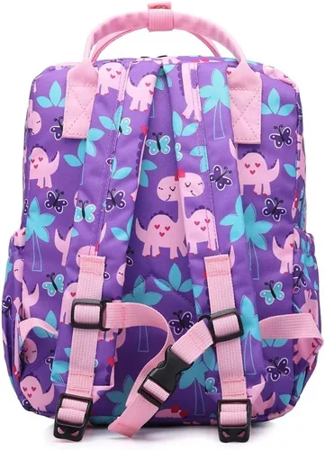 Miniatura 5 de Linda mochila preescolar para niños pequeños con diseño de unicornio y dinosaurio, bolsa de viaje para niñas y niños, Dinosaurio femenino, 12