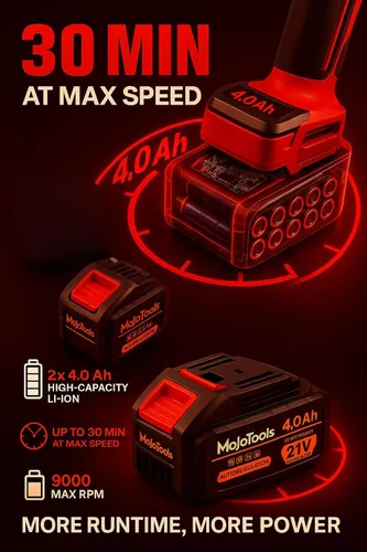 Miniatura 6 de Kit de amoladora angular inalámbrica sin escobillas de 21 V, 4-1/2 pulgadas, 9000 RPM, 2 baterías de 4.0 Ah y cargador rápido, 8 discos