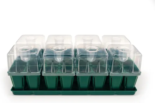 Vego garden Seedling Suite Products, paquete de 8 bandejas de plántulas jumbo con tapas de bandeja de plántulas y bandejas de riego inferiores de 10