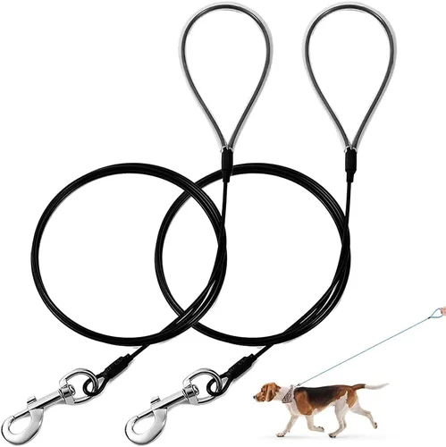 Miniatura 8 de Correa para perro a prueba de masticación Mi Metty, correa de cable metálico de 6 pies, correa resistente hecha de cuerda de alambre recubierta